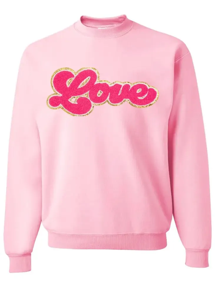 SWE Love Fleece Pullover Sweatshirt in Pink