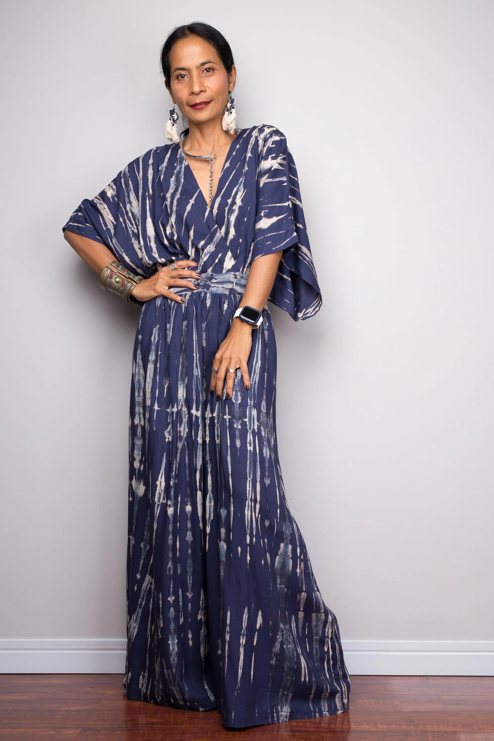 Tie dye kimono kaftan dress