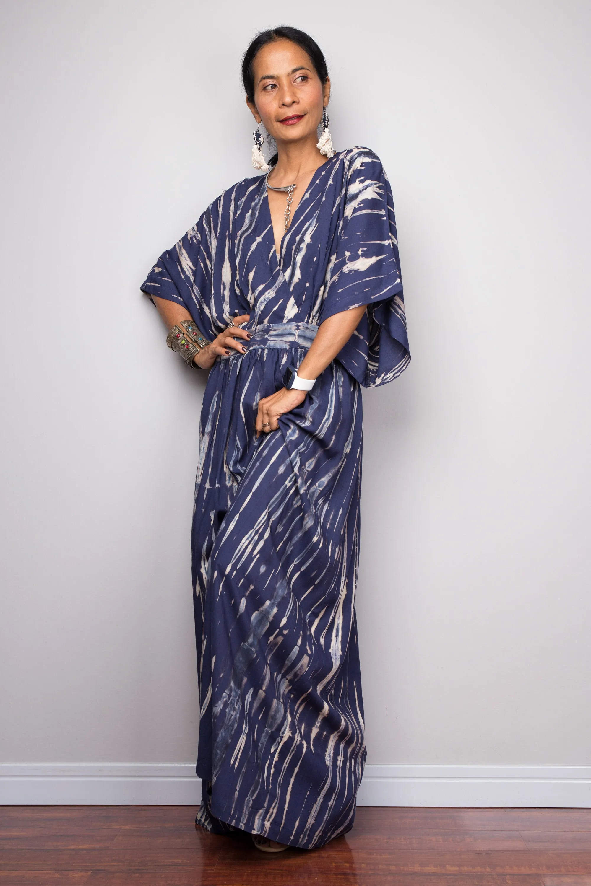Tie dye kimono kaftan dress
