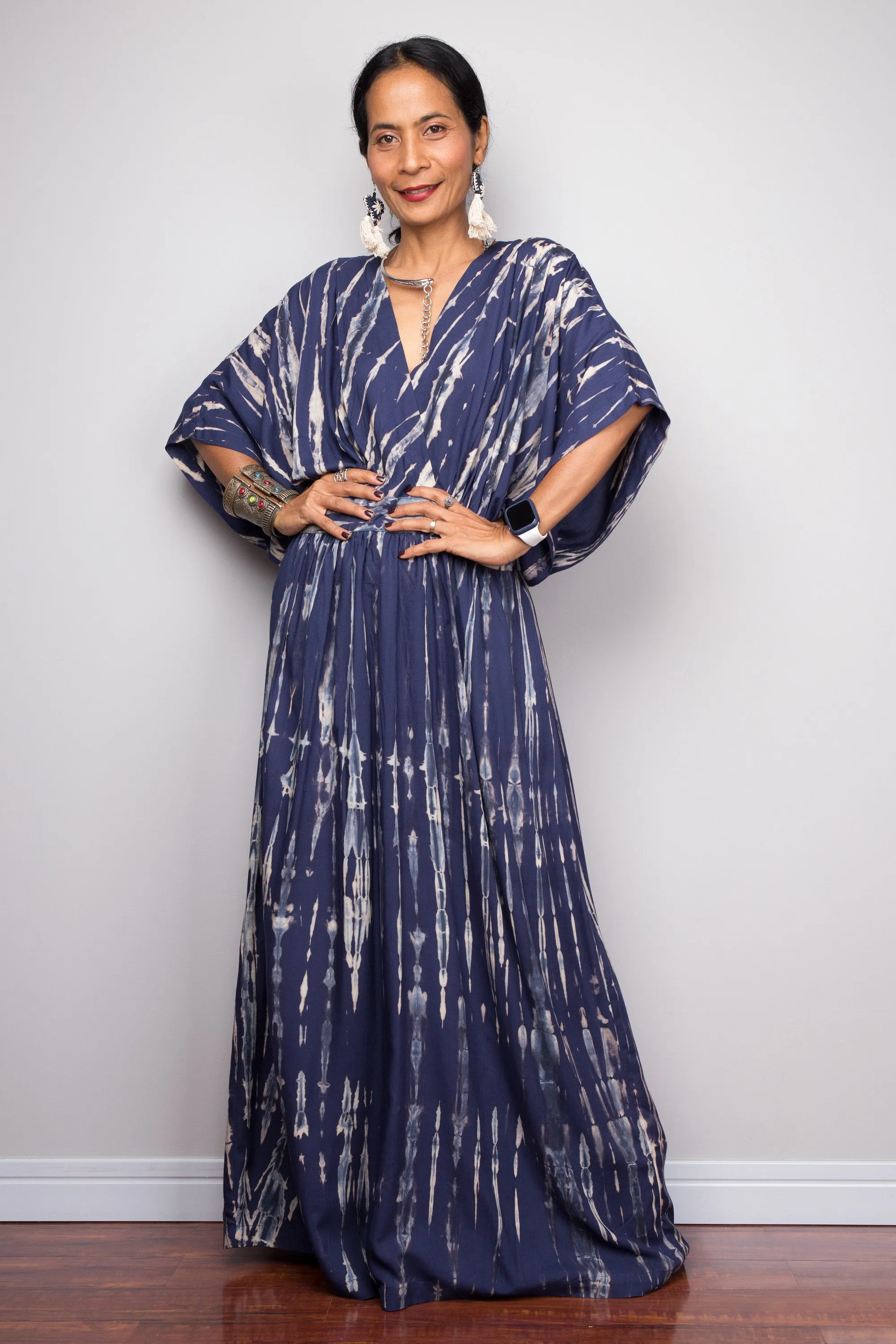 Tie dye kimono kaftan dress