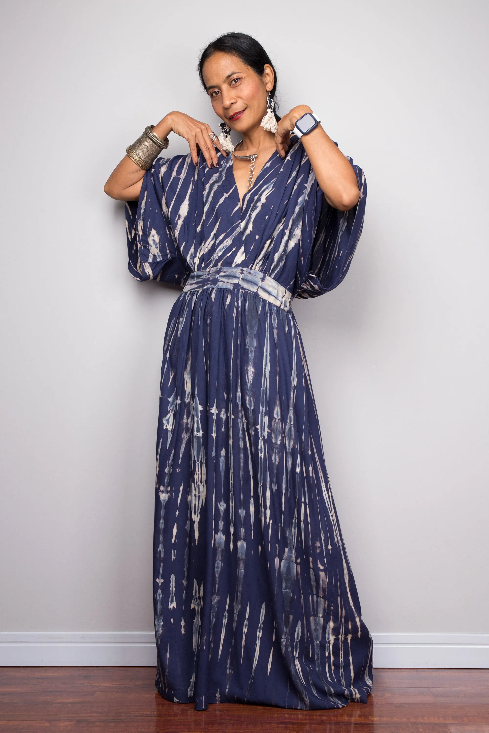Tie dye kimono kaftan dress