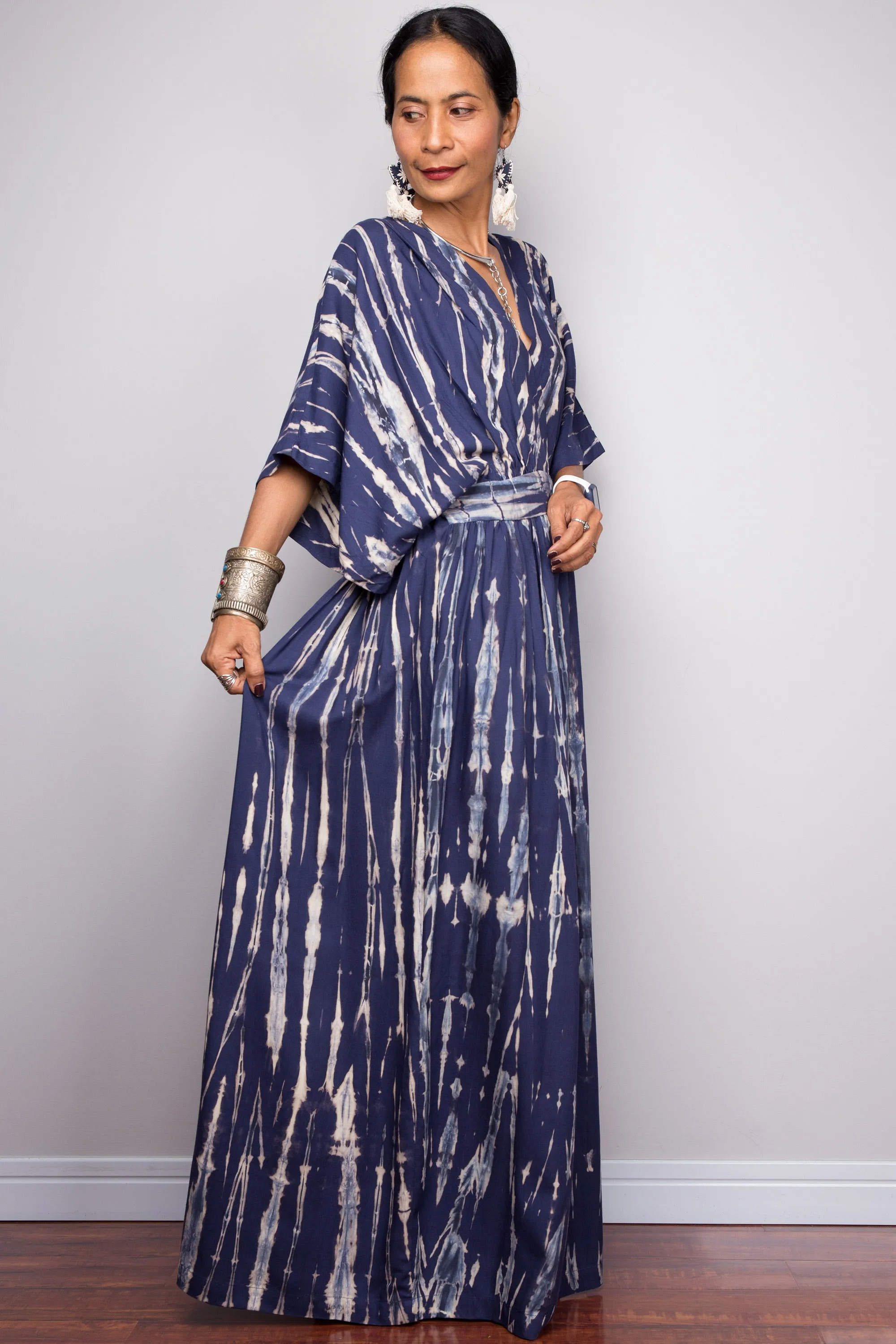 Tie dye kimono kaftan dress