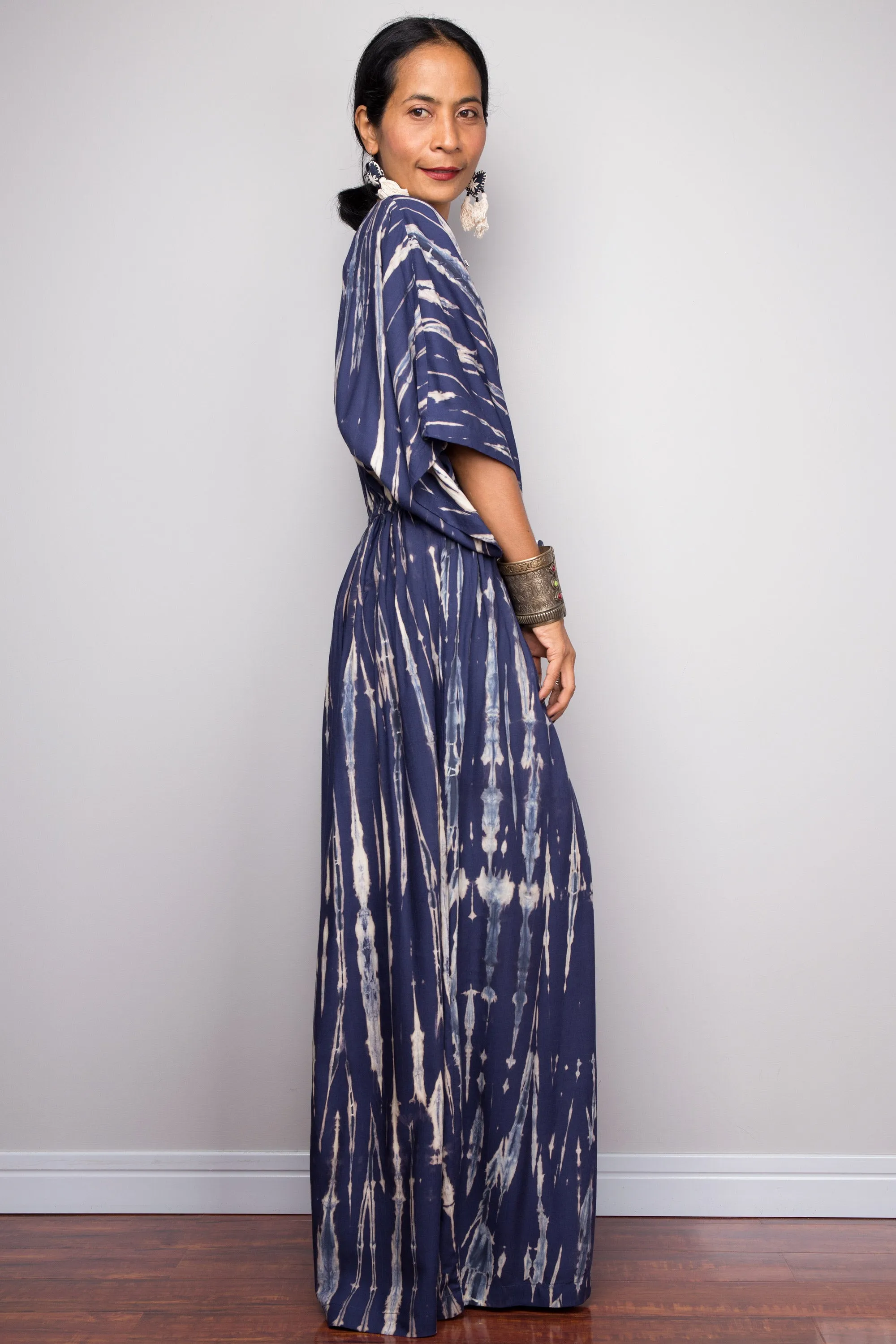 Tie dye kimono kaftan dress