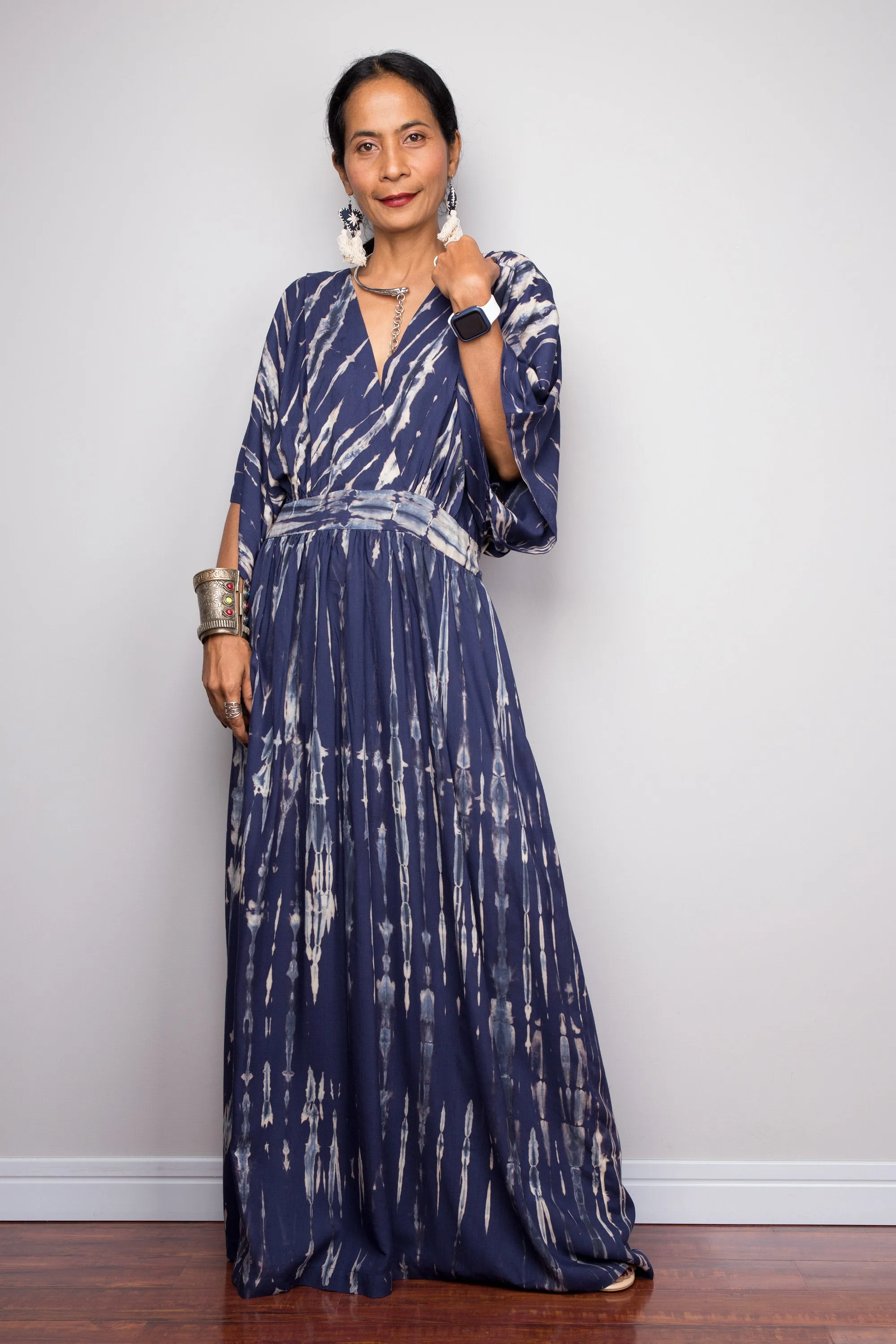 Tie dye kimono kaftan dress