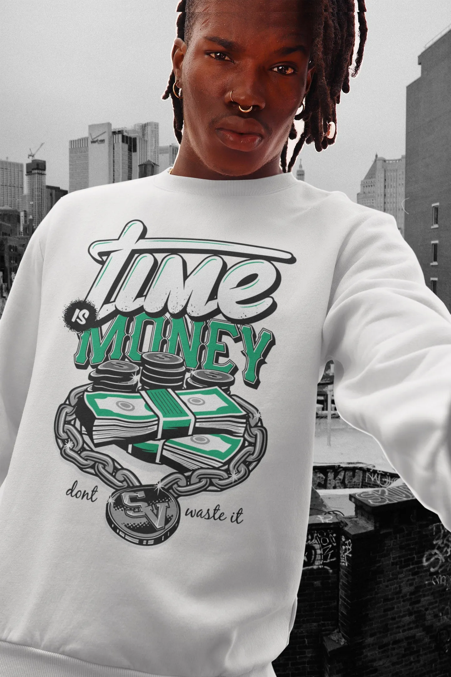 Time Is Money Relaxed Fit Sweatshirt For Men