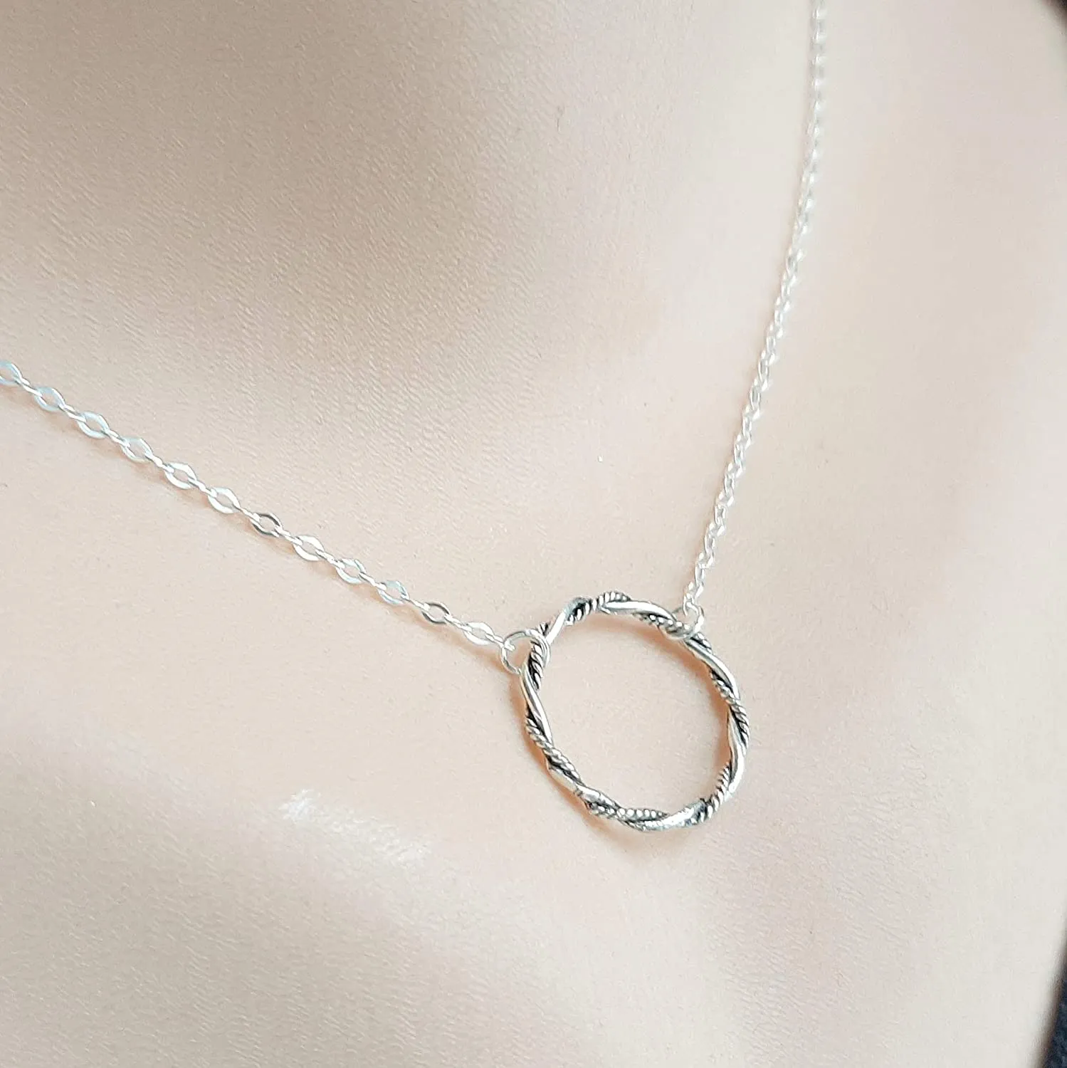 Twist Circle Sterling Silver Necklace