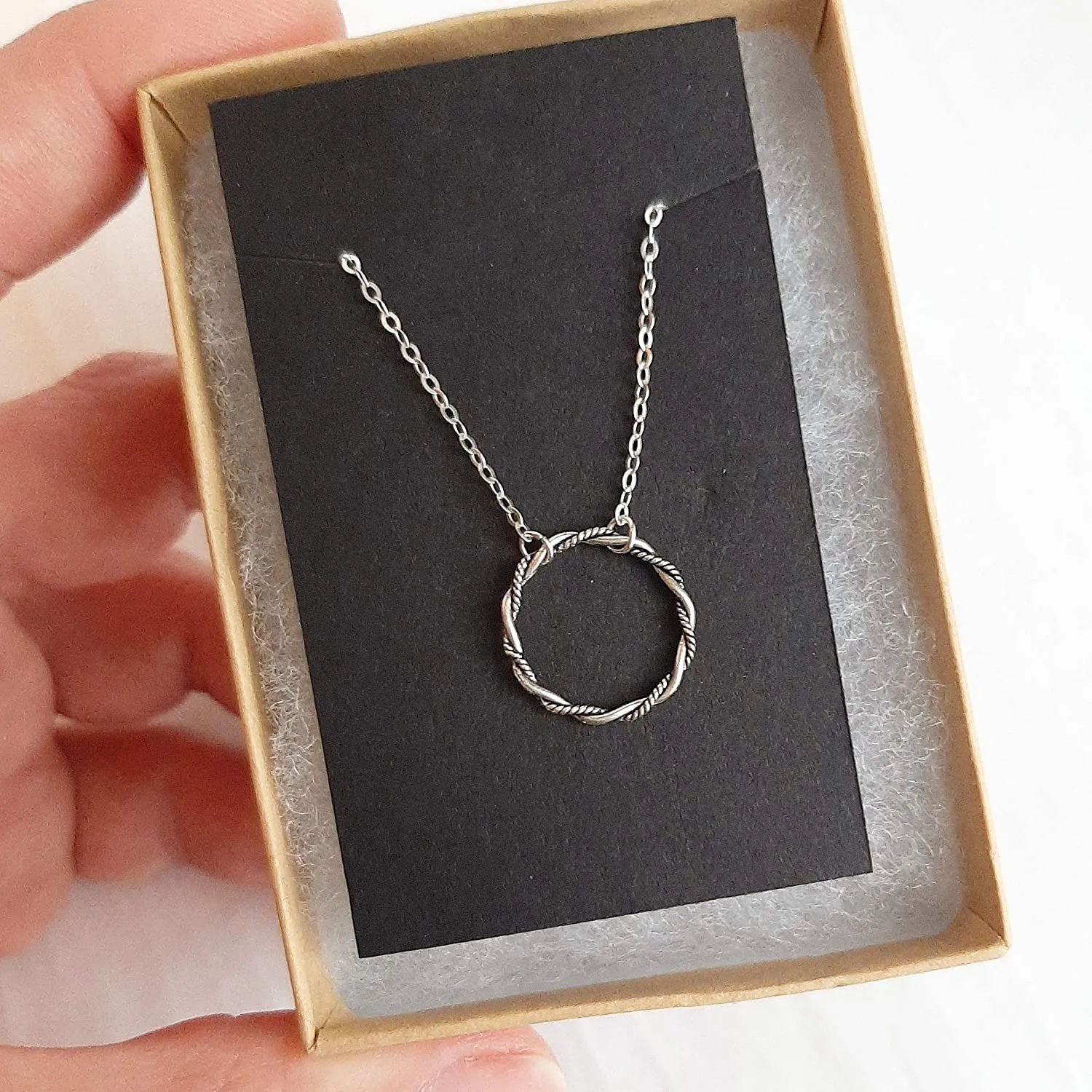 Twist Circle Sterling Silver Necklace