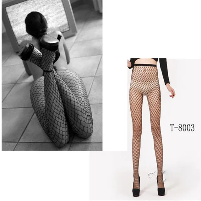 VenusFox Women Plus Size Bling Rhinestone Mesh Fishnet Pantyhose Stockings