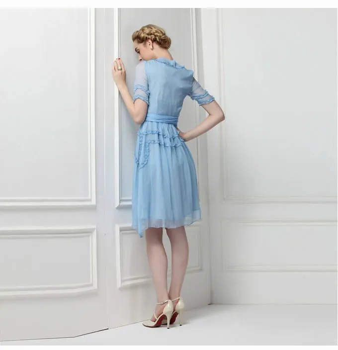 Veronica Baby Blue Victorian Ruffled Dress