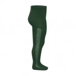 Warm Side Crochet Tights, Bottle Green 780
