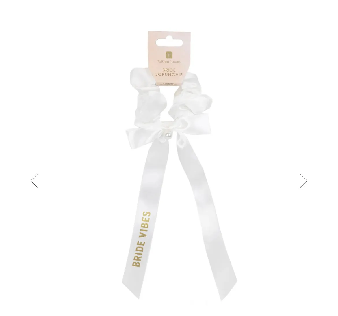 White Bride Hair Scrunchie with Pearl