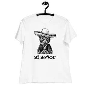 Women's Relaxed Soft & Smooth Premium Quality T-Shirt Si Señor Cat Design by IOBI Original Apparel